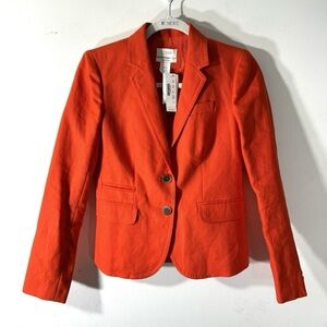 J. Crew Linen Schoolboy Preppy Orange Women's Blazer - Size 12